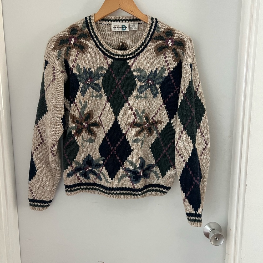 VTG Paul Harris Design Womens Sweater Floral Size Small